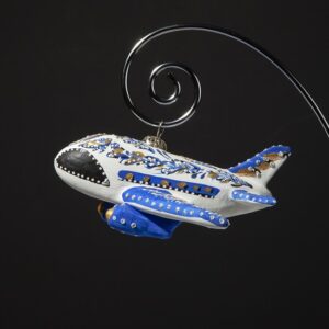 Ceramic decoration for the Christmas tree. Airplane